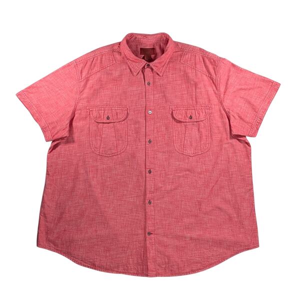Foundry Red 2 Pocket Cotton Solid Dress Shirt Button Up Short Sleeve Size 3XL - Picture 2 of 10